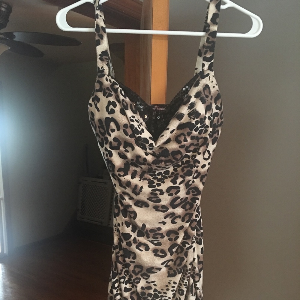 Leopard and black sequin dress